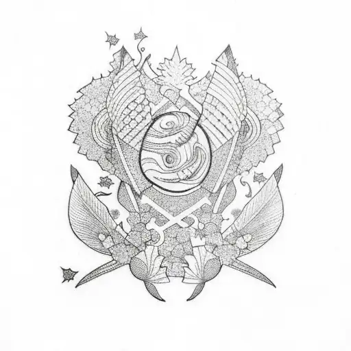 acorn leave behind two stars and fairy dust tattoo design idea