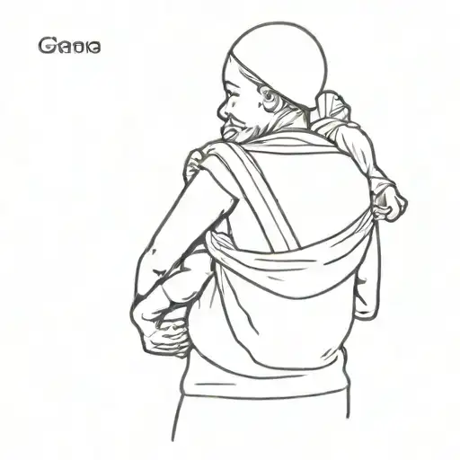 ghana woman carrying a baby on her back tattoo outline  tattoo design idea