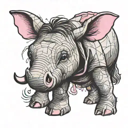 eeyore with pink bow on tail tattoo design idea
