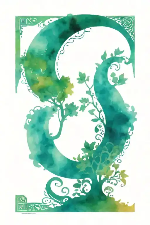 Crescent moon, fa key in music, question mark and tree of life on Turkish stamps tattoo design idea