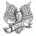 Angel Wings with the name angel tattoo design idea