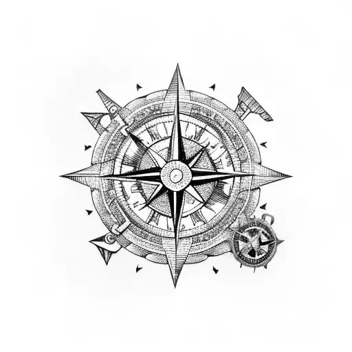 nautical compass  tattoo design idea