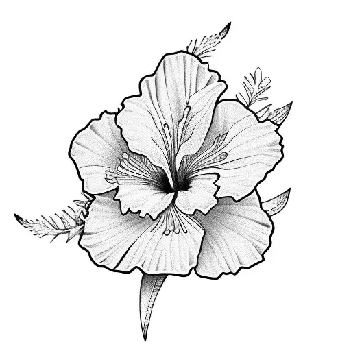 Botanical Ibiscus Tattoo Design – Tattoos Wizard Designs