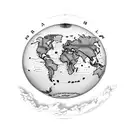 A map of the world with palm trees marking the locations of the Virgin Islands tattoo design idea