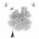 A map of the world with palm trees marking the locations of the Virgin Islands tattoo design idea