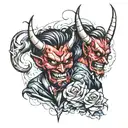 EMOGI DEVIL AND SPAGUETII tattoo design idea