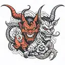 EMOGI DEVIL AND SPAGUETII tattoo design idea