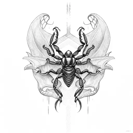 scorpion dragon wings tattoo design idea