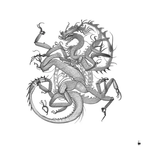 dragon mix scorpion tattoo design idea
