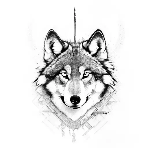 color wolf tattoo design idea