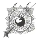 A Celtic knotwork design incorporating elements of hunting and fishing tattoo design idea