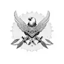 eagle with aztec calendar tattoo design idea