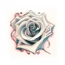 rose with cursive signatur in the middle. July 26th 1995 dat underneath. Fingerprints bearby tattoo design idea