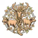 married taurus bull family tree intertwined tattoo design idea