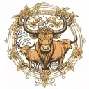 married taurus bull family tree intertwined tattoo design idea