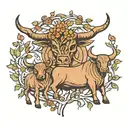 married taurus bull family tree intertwined tattoo design idea