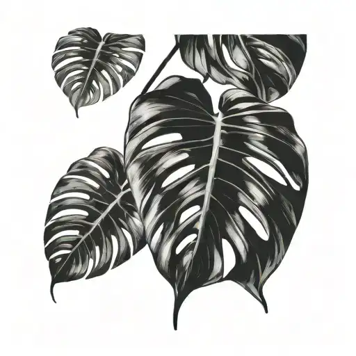 single monstera leaf tattoo design idea