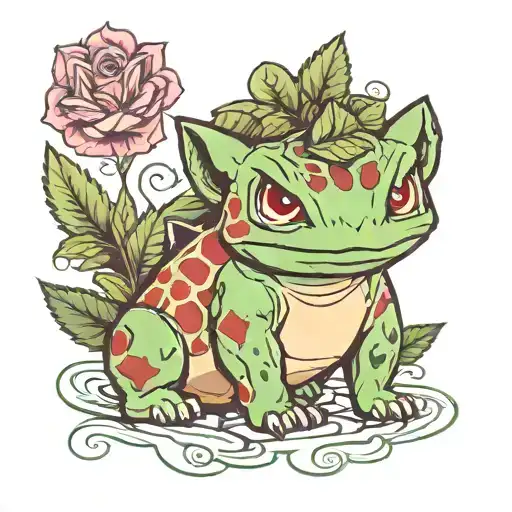 bulbasaur mixed with Cannabis tattoo design idea