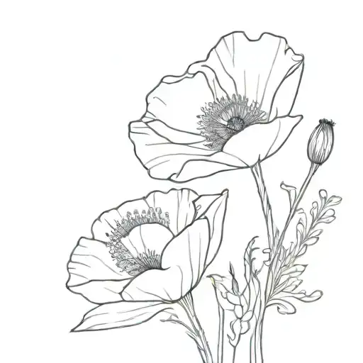 poppy and cosmo flower tattoo design idea