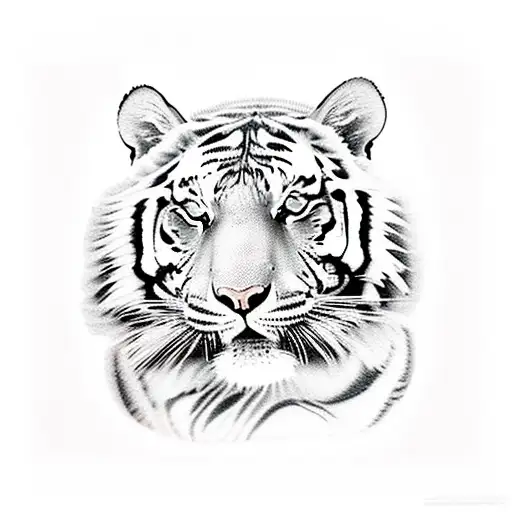 tiger face whith 3 sunflowers  tattoo design idea