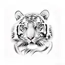 tiger face whith 3 sunflowers  tattoo design idea