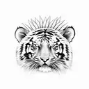 tiger face whith 3 sunflowers  tattoo design idea