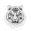tiger face whith 3 sunflowers  tattoo design idea