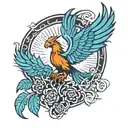 tree and phoenix rising from the ashes tattoo design idea