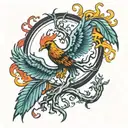 tree and phoenix rising from the ashes tattoo design idea