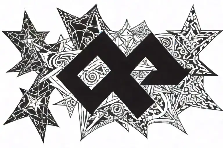 The number 5 and a five pointed star tattoo design idea