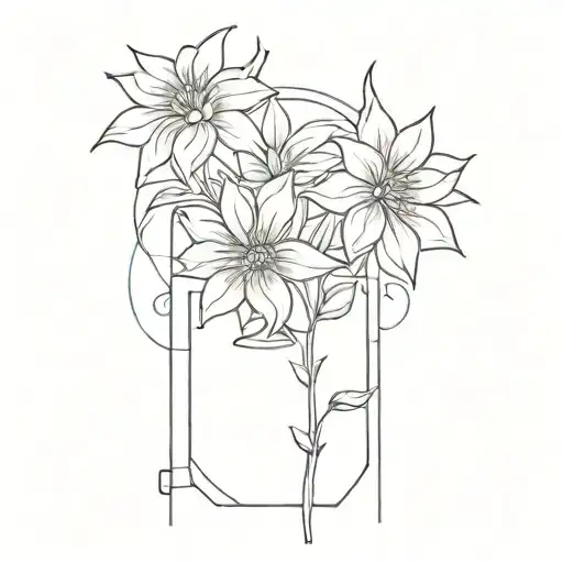  simple flowers coming out of door cracked open  tattoo design idea