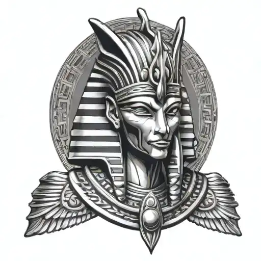 king tut Anubis and Egyptian beetle tattoo design idea