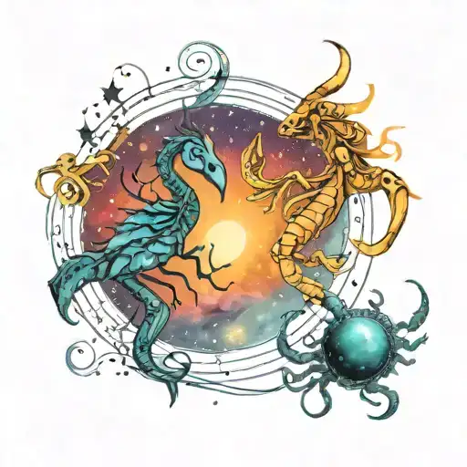 virgo and scorpio constellation tattoo design idea