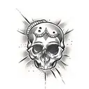 melting drooping skull black and white tattoo design idea