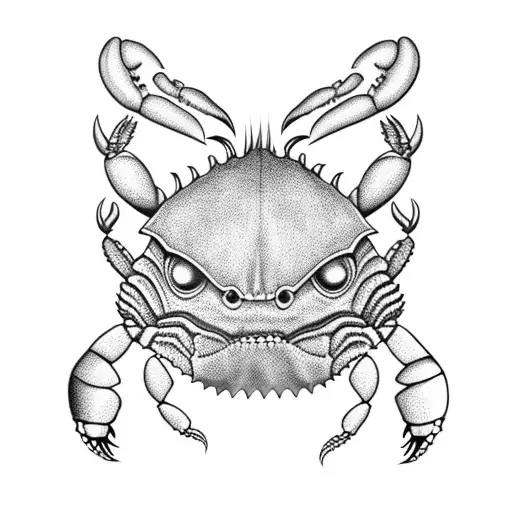 scary crab wearing a bandanna mask tattoo design idea