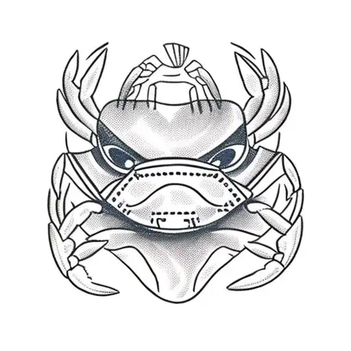 crab wearing a mask with a Maryland flag pattern  tattoo design idea