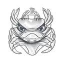 crab wearing a mask with a Maryland flag pattern  tattoo design idea