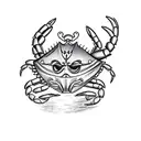 crab wearing a mask with a Maryland flag pattern  tattoo design idea