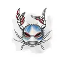 crab wearing a mask with a Maryland flag pattern  tattoo design idea