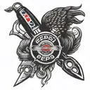 Pepsi bottle top logo. hairdresser scissors. firefighter  tattoo design idea