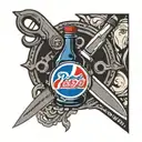Pepsi bottle top logo. hairdresser scissors. firefighter  tattoo design idea