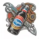 Pepsi bottle top logo. hairdresser scissors. firefighter  tattoo design idea