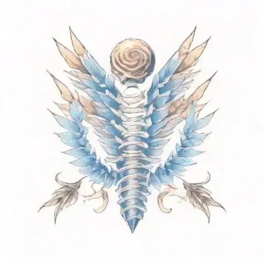 spine with blue spinal cord tattoo design idea