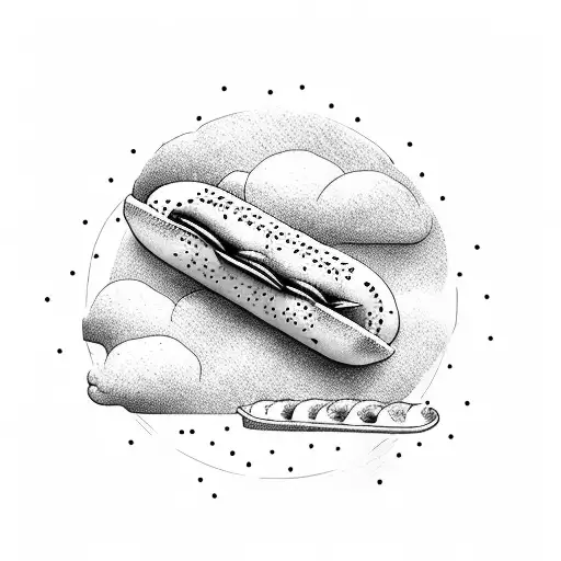 Pigeon in a hot dog bun tattoo design idea