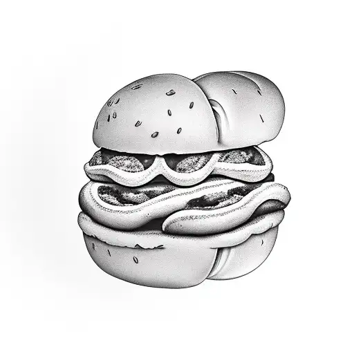 Pigeon inside a hot dog bun tattoo design idea