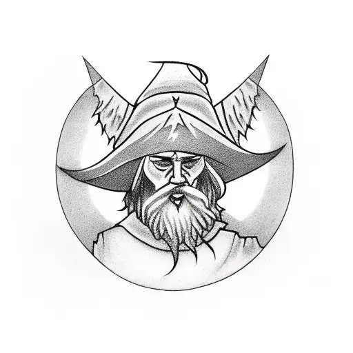 A wizard casting a spell with a wand tattoo design idea