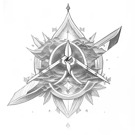 three swords card tattoo design idea