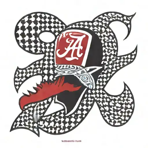 alabama crimson tide logo tearing through houndstooth skin tattoo design idea