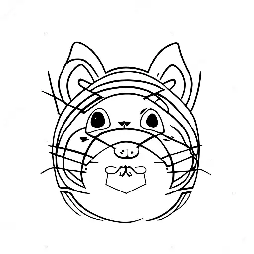 blackcat with white hamster on head tattoo design idea