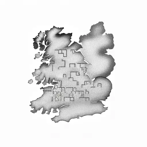 A map of England with smoke forming the shape of a car tattoo design idea